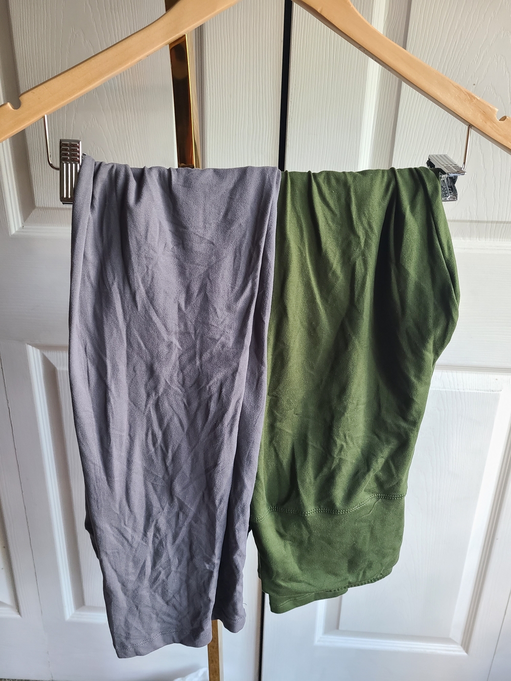 Women's Stretch Leggings Set — Gray & Olive Green